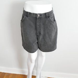 Vintage Lee Black Denim Grunge High Waisted Shorts Size 16 Medium